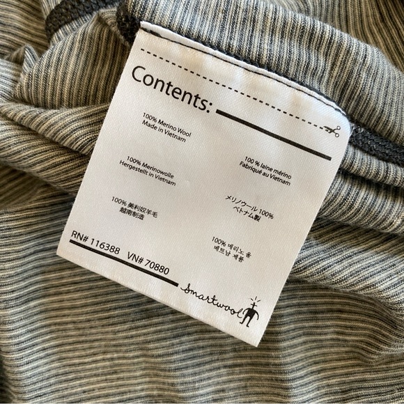 smartwool long sleeve top striped wool winter layer xs - Picture 7 of 7